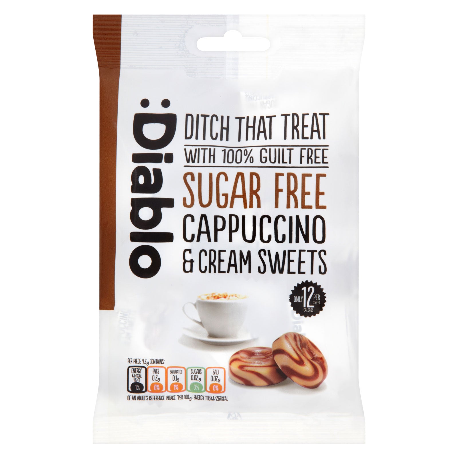 DIABLO Sugar Free Cappuccino & Cream Sweets 75g DIABLO Sugar Free Cappuccino & Cream Sweets 75g